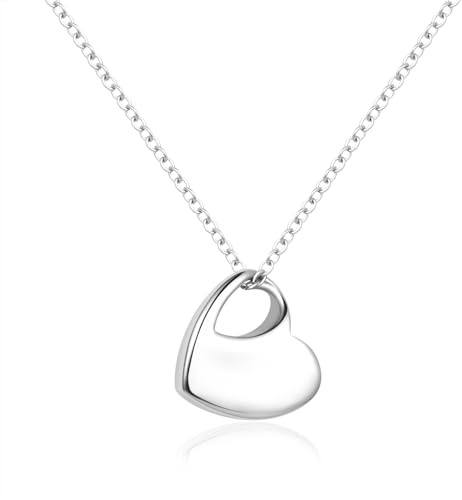 MiniJewelry Simple Love Heart Urn Necklaces for Ashes Cremation Jewelry Keepsake for Adult Women Men Human Family Loved One