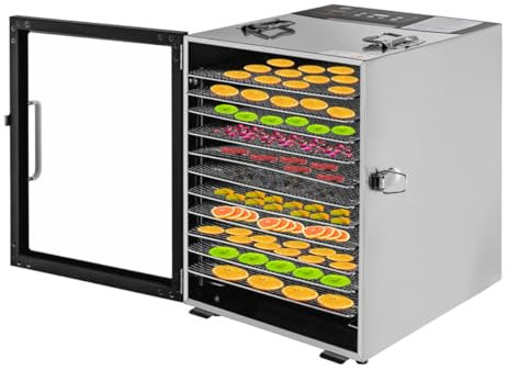 ZHJOPP Electric Food Dehydrator, 12 Trays Stainless Steel Fruit Dryer Machine, Large Capacity Adjustable Timer & Temperature Vegetables Preserver Machine