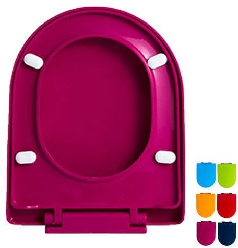 Toilettensitz, DShaped Toilet Seat with Soft Close & Quick Release Hinges,(Fuchsia)