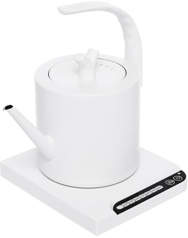 TONFEION Elektrischer Wasserkocher 1L Weiß Wasserkocher mit Sockel, Edelstahl/Warmhalten, Einstellbare Temperatur (45°-100°C), Kaffee& Tee Wasserkocher für Büros/Hotels/Wohnungen/Hausgebrauch