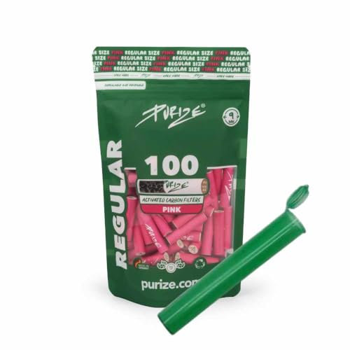 PURIZE Filtro ai carboni attivi da 9 mm, dimensioni regolari, con tubo joint e 1/5 adesivi, quantità e colore a scelta (50 x 420 x) (rosa, 100)
