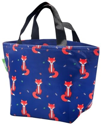 Eco Chic Lightweight Foldable Insulated Lunch Bag Water Resistant Cooler Bag (Foxes Navy)