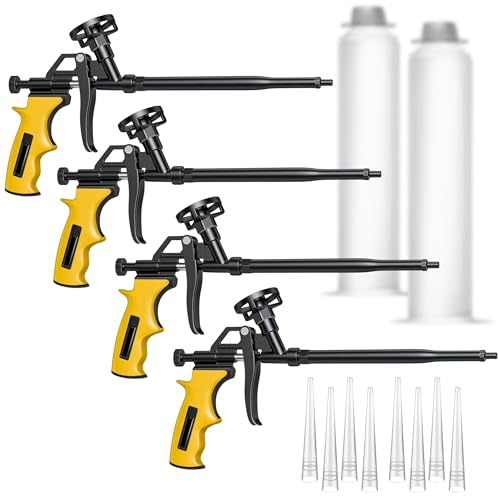 4PCS Foam Gun Yellow - Durable Spray Applicator for Expanding Insulation and Adhesive Precise Dispensing Tool for Sealing Construction and Home Improvement Lightweight