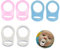 KEQAR 6 pezzi Pulsante di Silicone Anello, Adattatore per Ciuccio, Supporto Porta, Ciuccio Clip, Clip Portaciuccio, Catenella Ciuccio, Adatto Alla Maggior Parte dei Succhietti per Bambini (Tre Colori)