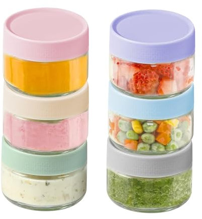 DYUEE Glass Salad Dressing Containers, 6 Pack 2 oz Condiment Cups with Lids, Small Condiment Jars Reusable Leakproof Sauce Cups for Oatmeal, Pudding, Yogurt for Picnic and Travel