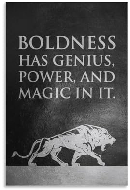 XYSWDD Boldness Von Goethe inspirierendes Vintage-Leinwand-Poster, Wandkunst, Dekordrucke, Gemälde, Wohnzimmer, Schlafzimmer, 20 x 30 cm, Schwarz und Weiß