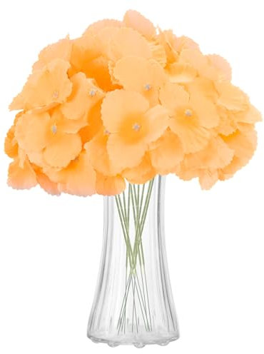 sourcing map 10 ortensie artificiali, 40,6 cm, in seta, realistiche, per casa, cucina, feste, matrimoni, colore: arancione