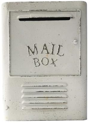WAMJ AQDY Boîte aux Lettres Murale, Boîtes aux Lettres, Décoration Extérieure en Fonte, Idéale pour la Maison, la Salle de Classe, Blanche, 26 X 10 X 35 Cm