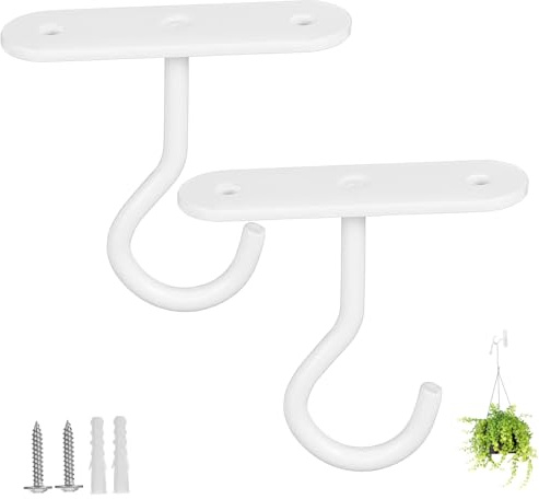 NOLITOY 2 pièces Crochets de Plafond Robustes à Visser pour Suspension Plantes et Lanternes Support Charge Lourde pour et Décorations Murales Lot de Blancs