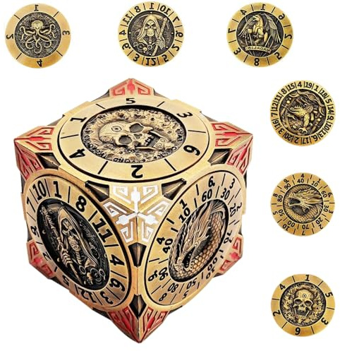 YANGUN DND Spinner Dice Set, 7-in-1 Metal Dice, Brettspielzubehör für Dungeons and Dragons Polyhedral Role Playing Dice, Spinner Würfel Metall Würfel Set, Fantasy D&D Tabletop RPG