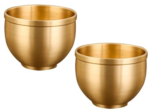 GRADENEVE Set 2 Tazze da Tè Vintage in Ottone Oro, Tazze da Tè Antiche Retro per Acqua e Bevande Calde, Design Unico e Pratico per Casa e Ufficio