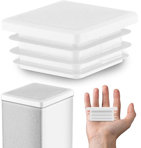 EMFA Bouchon pour Tube Carré 60x60 mm Blanc, Lot de 5 | Capuchon, Bouchon Carré, Embout à Lamelles, Polyéthylène PE