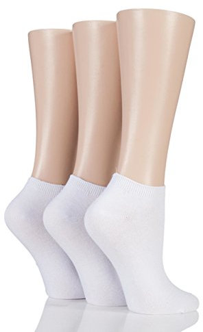 SockShop Femmes 3 Paires Socquettes en Bambou - Blanc 36-41
