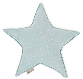 KraftKids Sternkissen Musselin mint Pusteblumen, 45 cm großes Kuschelkissen, Deko-Kissen für das Kinder-Zimmer