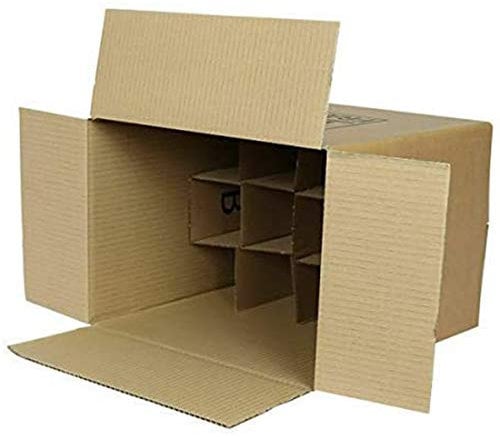 We Can Source It Ltd - 5 x 12 Bottle Cardboard Wine Boxes with Built-in Dividers – Flat-Pack Bottle Carriers for Transport, Storage, Events & Gifting Use