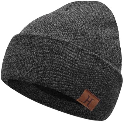 Bequemer Laden Winter Warm Beanie Mütze Thermo Wintermütze Strickmütze Rippe Gestrickt Mützen mit Fleece Gefütterte für Herren Damen, Dunkelgrau