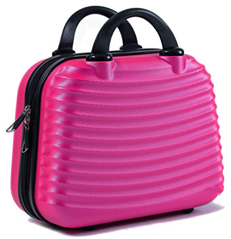 R.Leone Valigia da 1 Fino a Set 4 Trolley Rigido grande, medio, bagaglio a mano e beauty case 4 ruote in ABS 2030 (Fucsia, XS Borsetta Beauty Case)