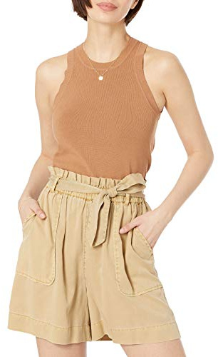 The Drop Gina Top Sin Mangas de Punto con Cuello Cerrado Recortado Tank-Top-and-Cami-Shirts Mujer