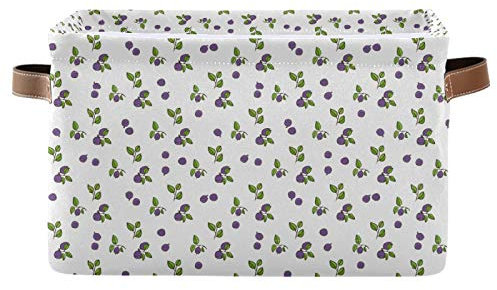 Mnsruu Großer faltbarer Aufbewahrungskorb, Blueberry Stoff-Aufbewahrungskorb, Organizer-Tasche mit Griffen, 38,1 x 27,9 x 24,1 cm
