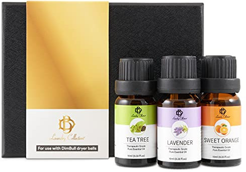 DimBull Laundry Collection Essential Oil Set | 100% Pure Therapeutic Grade Aromatherapy Oil | Use with Wool Dryer Balls or Oil Diffuser | Set Contains Lavender, Tea Tree & Orange.