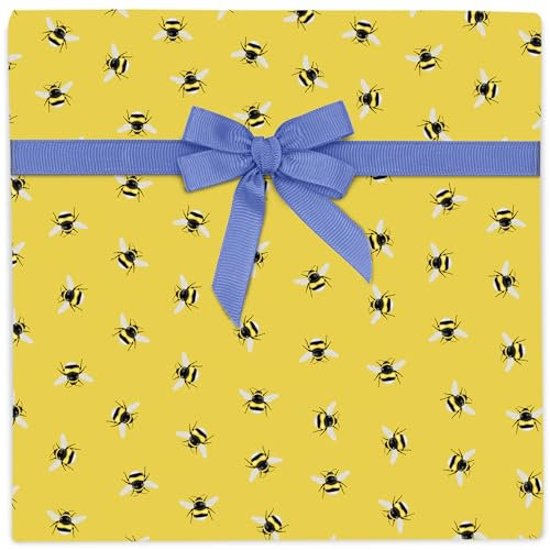 Central 23-6 Geschenkpapierbögen - Busy Bee - Gelbes Geschenkpapier für Geburtstage - Frauen - Freunde - recycelbar und hergestellt in Großbritannien