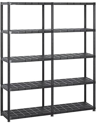 vidaXL Lagerregal mit 5 Böden Kunststoffregal Haushaltsregal Kellerregal Büroregal Regal Schwerlastregal Steckregal Schwarz 142x38x170cm Kunststoff