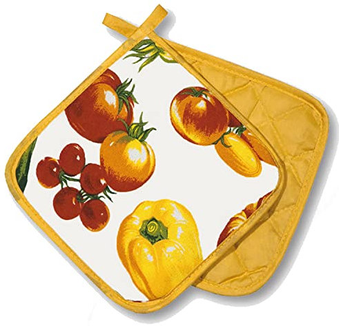 Topflappen Kitchen, Vegetables, gelb, 2 TLG., PSA-Kategorie II bis 250°C hitzebeständig, geprüftes und zertifiziertes Produkt