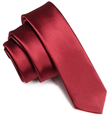 JEMYGINS Krawatte Herren Schmale 5CM Satin Burgundisch in Seide Hochzeit Schlips