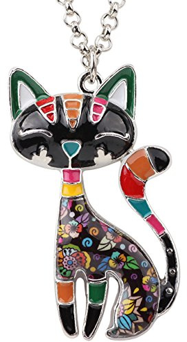 DOWAY Süß Emaille Katze Halskette Für Damen Mädchen Haustier Kätzchen Anhänger Schmuck Geschenk