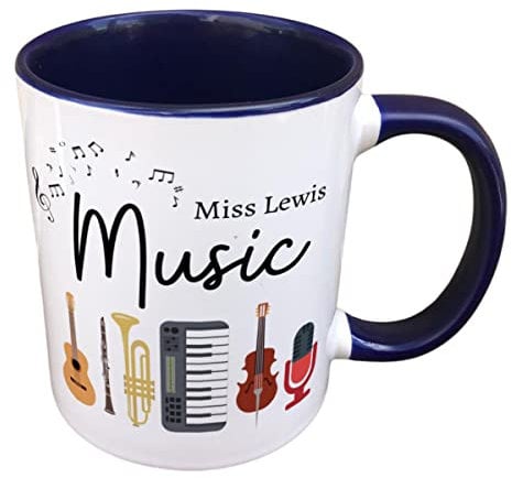 Personalised Music Mug - Musician Mug - Personalised Band Teacher Mug - Choir Student Mug - Orchestra Teacher Gift (Green)