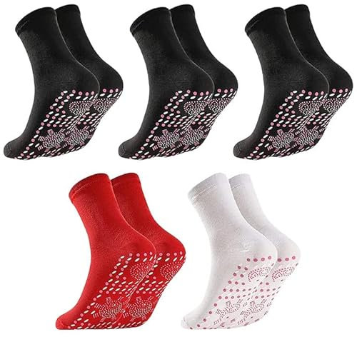 wohn&lebe AFIZ Turmalin Gesundheitssocke, 5 Pairs Of Afiz Tourmaline Health Socks, Magnetic Self-Heating Socks For Men And Women, Foot Massage Heizsocken, Relieve Leg Fatigue