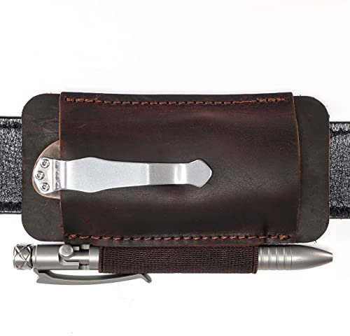 VIPERAED PJ33 Leather Knife Sheaths for Belt, Pocket Knife Holster, Pocket Knife Sheath, Horizontal Leather Knife Belt Holder(Brown)