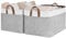 StorageWorks Shelf Storage Boxes, Extra Large Fabric Closet Baskets with Metal Frame, Wardrobe Storage Bins for Shelves Organising, Laundry Room Clothing Boxes with Handles, Grey and White, 2-Pack