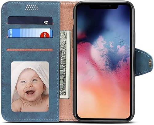 SCHIK Klapphülle für Apple iPhone 11 (2019) 15,4 cm (6,1 Zoll), Klappetui aus Kunstleder, stoßfest, Klappetui mit 3 Kartenfächern (Farbe: Blau)