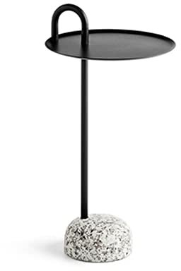 Furniture Couchtisch Kleiner Beistelltisch aus Metall, runde Bistrotische for drinnen und draußen, tragbarer Couchtisch, Nachttisch, rost- und wetterbeständig Kaffeetisch Laptoptisch (Color : Schwarz