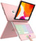 aMZCaSE Funda con Teclado para iPad 10.2 para iPad de 9.ª Gen 2021-360° Teclado inalámbrico Bluetooth con 7 retroiluminación Auto Sleep/Wake para iPad 8/7.ª Gen （Rosa）