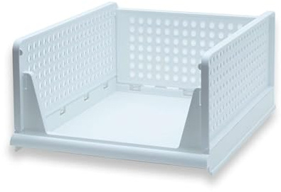 Intirilife Aufbewahrungs Box Organizer für Schrank aus Kunststoff in Weiß - 43 x 33.3 x 18.6 cm - Faltbarer Aufbewahrungskorb für Schubladen Regale stapelbar Ordnungsbox Kiste Ordnungssystem