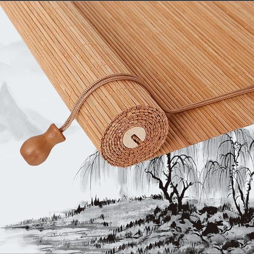 Bambus Rollo 40-170cm Breit Bambus Raffrollo Innen/außen-bambusrollo bambusrollo aussenbereich Sichtschutz Bambusrollo für Teehaus/Restaurant/Garten/Balkon,Anpassbar-C-WxH:140X130CM/55X51in