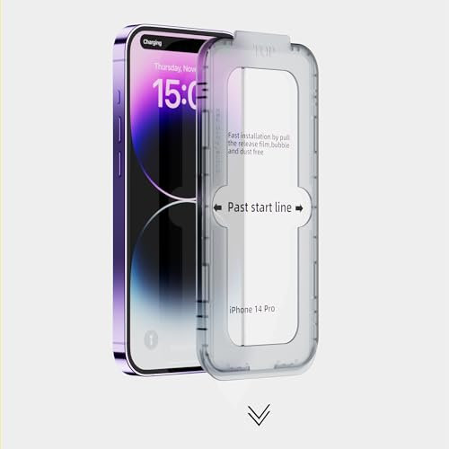 Zerrshoo Protector de Pantalla para iPhone 14 Pro, iPhone 14 Pro Cristal Templado 3 Piezas, HD Cristal Dureza 9H para iPhone 14 Pro, Fácil Colocación/Antiarañazos