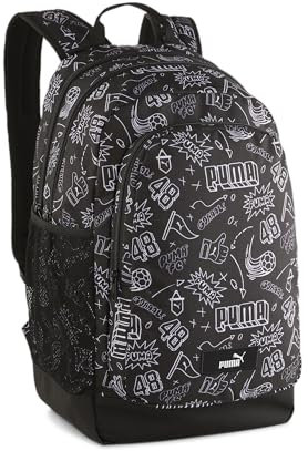 PUMA PUMA Academy Backpack - Zaino Bambini unisex, PUMA Black-B&W Graphic AOP, OSFA - 090697