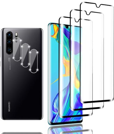 Zicurz 3+3 Stück Schutzglas für Huawei P30 Pro, für Panzer Schutz Glas, 3 Stück Schutzfolie und 3 Stück Kamera-Schutzglas, HD Displayschutz, Blasenfrei, für Huawei P30 Pro