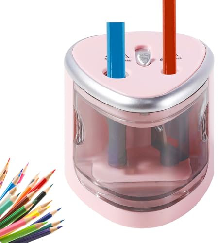 Elektrischer Anspitzer, Elektrischer Bleistiftspitzer für Kinder, Pencil Sharpener Batterie, Doppelloch, Robust, Automatischer Bleistiftspitzer, Kabellos mit großem Behälter für Heimbüro