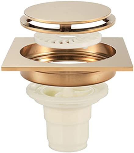 Genérico Desagüe de Piso, Cubierta de Drenaje de Piso de Ducha, latón Dorado con Rejilla de patrón extraíble colador de Cabello Desodorante de 4 Pulgadas para,D