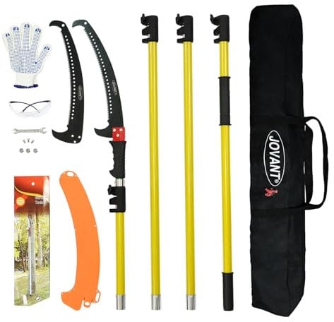 Teleskopsäge Mit Teleskopstange 4m,Teleskop Astsäge Einstellbare Länge,Hochentaster Hochreichbare,Profi Teleskop Astsäge Mit Sägehülse,Tragetasche Für Hohe Äste, Dicke Äste Und Bypass-JOVANT