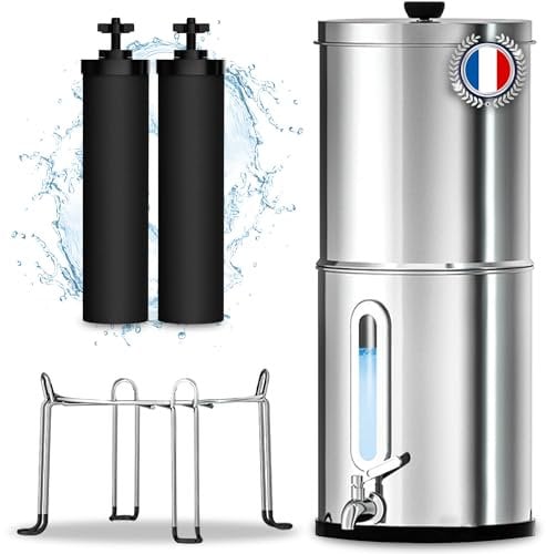 ORINKO Filtre à Eau par Gravité 8,5 L, Purificateur d'Eau avec Charbon Actif, Fontaine Filtrante pour Eau du Robinet, Eau de Pluie et Plus, Filtration Avancée