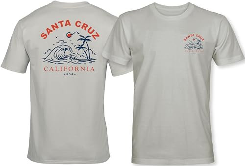Surfer T-Shirt: Santa Cruz USA - Unisex Herren Damen Surfing T-Shirt Männer - Welle Hippie Slogan Statement Surf Design Vintage Retro Fashion Streetstyle (XL)