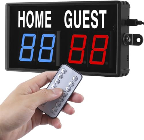 PELLOR Sport Anzeigetafel Portable Scoreboard, LED Anzeigetafel Elektronisch 0-99 mit Fernbedienung für Basketball Badminton Volleyball Tennis Baseball Fussball für Indoor-und Outdoor-Wettbewerbe