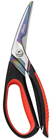 LIVINGO 8.5 Heavy Duty Kitchen Scissors - Sharp Shears with Forged Steel Blades, Soft Touch & Safety Lock, Poultry Food Meat Chicken Cooking Fish Vegetable