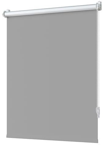 TFSKY Verdunklungsrollo Klemmfix ohne Bohren Hellgrau B100 x H220 cm | Rollos für Fenster & Tür, Hitze- & Sonnenschutz, Thermorollo, Klemmrollo, Fensterrollo, ideal für Schlafzimmer, Mietwohnung