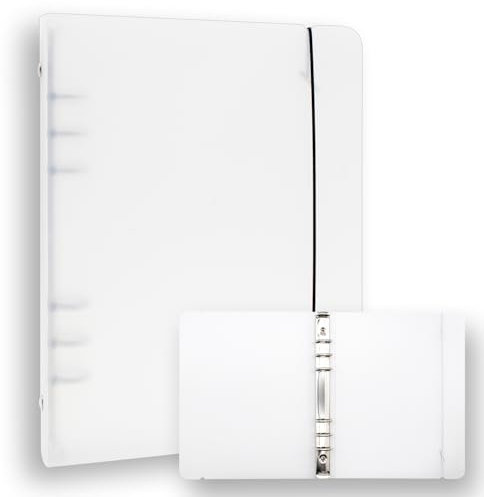 A5 Notizbuch Fotokartenbinder, Transparentes Loseblatt Personal Organizer Binder Cover 6 Budget Binder Ring Planner mit Elastic String (Transparent)